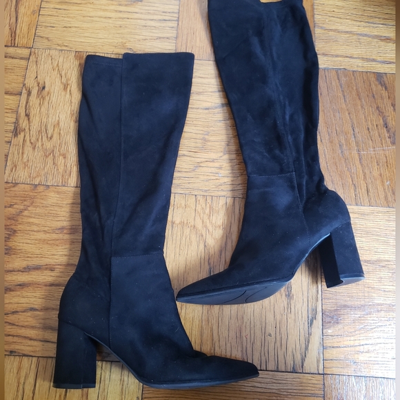 Marc Fisher Black Suede  Heeled Boots - size 7 - Picture 2 of 16